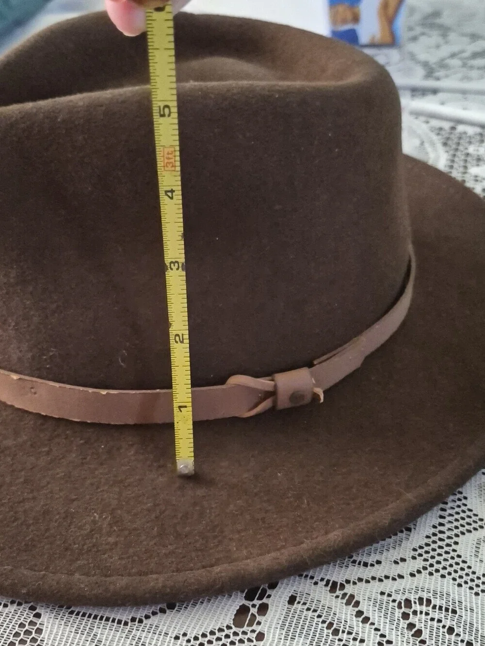 ​Dorfman Pacific Vintage 90s WOOL  Felt Fedora Hat Outback Wide Brim Brown S/M